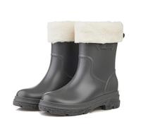 AONEGOLD Women Rain Boots Mid Calf Waterproof Antislip Wellington Boots Inside Removable Plush Lined Rubber Rain Shoes Outdoor Fashion Casual Garden Booties (Grey,4 UK)