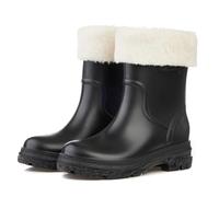 AONEGOLD Women Rain Boots Mid Calf Waterproof Antislip Wellington Boots Inside Removable Plush Lined Rubber Rain Shoes Outdoor Fashion Casual Garden Booties (Black,5 UK)