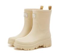 AONEGOLD Womens Rain Boots Ladies Short Chelsea Booties Non Slip Waterproof Rubber Rain Shoes Fashion Lightweight Wellington Boots Outdoors Garden Walking Hiking (Beige,3.5 UK)