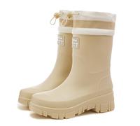 AONEGOLD Womens Rain Boots Ladies Short Chelsea Booties Non Slip Waterproof Rubber Rain Shoes Fashion Lightweight Wellington Boots Outdoors Garden Walking Hiking (S600 Beige,3.5 UK)