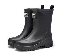 AONEGOLD Womens Rain Boots Ladies Short Chelsea Booties Non Slip Waterproof Rubber Rain Shoes Fashion Lightweight Wellington Boots Outdoors Garden Walking Hiking (Black,5 UK)