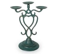 Aoneky 3-Arms Candle Holder Stand - 2in Candelabra for Pillar Taper Tealight Candle for Wedding Party Christmas Dinning Table Mantle Fireplace Décor, Cast Iron (Green)