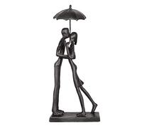 Aoneky Affectionate Couple Art Iron Sculpture, Passionate Love Statue Romantic Metal Ornament Figurine Home & Office Decoration (Hold Umbrella Kiss)