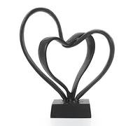 Aoneky Cast Iron Double Hearts in Love Sculpture - Iron Statue for 6th Wedding Anniversary Valentines Gift - Metal Romantic Antique Decor Ornament for Shelf Home