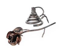Aoneky Cast Iron Rose with Stand | Hand Forged Rose Sculpture | 8th Year Wedding Anniversary Valentine's Day Mother's Day Birthday Gift fo Her Wife Mom Girl Women, Bronze