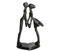 Aoneky Kissing Couple Cast Iron Sculpture, 6 Years of Love Wedding Anniversary Romantic Gift for Her - Black Metal Figurine Statue Ornament for Mantelpiece Shelf (Hold Hands Kiss)