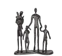 Aoneky Metal Family Art Sculpture, Rustic Abstract Cast Iron Figurines Home Office Decoration Statue (Family of 5 Walk)
