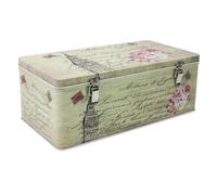 Aoneky Tin Storage Box with Hinge Latch, 11.25 L x 6W x 4H in - Sturdy Metal Bin with Lid for Wedding Photo Cards Snack for Table Organiser (Tower)