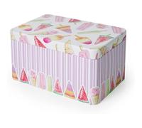 Aoneky Tin Vintage Storage Box, 6.6x4.1x3.6 in - Metal Decorative Bin for Candy Medication Photo Paper Clips Coins for Table Cupboard Worktop Organiser (Pink)