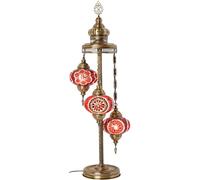 AONELAS DEMMEX 19 Colors - 3 Big Globes Turkish Moroccan Mosaic Tiffany Floor Table Lamp for North American Use, 37" (Red - Pink)