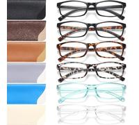AONELAS Gaoye 6 Pack Reading Glasses Blue Light Blocking for Women Men, Magnifying Readers Glass Anti UV Eyeglasses with 6 Leather Case