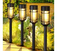 AONELAS ILANCK Solar Pathway Lights 8 Pack, Bright Solar Lights Outdoor Waterproof IP65, LED Solar Garden Lights Metal Landscape Lighting for Yard, Lawn, Driveway