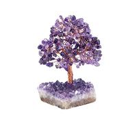 AONELAS Jovivi Natural Amethyst Healing Crystal Money Tree on Amethyst Cluster Geode Druzy Base Feng Shui Crystals for Home Office Desk Decorations, Wealth, Good Luck