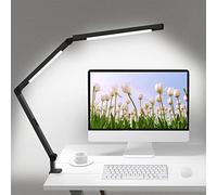 AONELAS LED Desk Lamp with Clamp, Architect Desk Lamp with Dual Light and Adjustable Swing Arm, Clip-on Eye-Care 4 CCT Modes & 5 Brightness Levels Table Light Modern Desk Light for Dorm Home Office