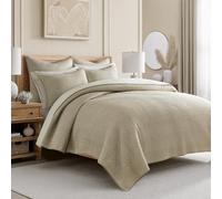 AONELAS Levtex Cross Stitch Taupe King Quilt Set
