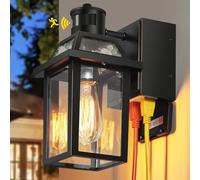 AONELAS Porch Lights with GFCI Outlet, Dusk to Dawn Motion Sensor Outdoor Lights, 3 Lighting Modes Exterior Light Fixture, Outside Lights for House Front Door Patio Garage