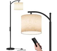 AONELAS SUNMORY Arc Floor Lamp, Modern Floor Lamp with Romote Control and Stepless Dimmable Bulb, Metal Standing Lamps with Hanging Lampshade for Living Room, Bedroom, Office (Black)