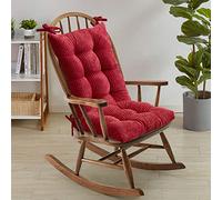 AONELAS Sweet Home Collection Rocking Chair Cushion Premium Tufted Pads Non Skid Slip Backed Set of Upper and Lower with Ties, 1 Count (Pack of 1), Velvet Red