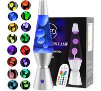 AONESY LED Liquid Motion Lamps, Soothing Motion Lamp for Relaxation, 17 Colour Changing Light White Liquid & White Wax, La Lamp for Kids Adults, Mood Lighting Retro Home Decor-14.5" Silver Base