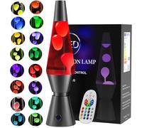 AONESY LED Liquid Motion Lamps, Soothing Motion Lamp for Relaxation, 17 Colour Changing Light White Liquid & White Wax, La Lamp for Kids Adults, Mood Lighting Retro Home Decor-14.5" Black Base