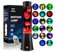AONESY Liquid Motion Lamp with 12-Hour Off Timer: 17 Colours Changing Liquid Motion Lamps with Remote | Glitter Mood Lighting for Room Decor | Mood Lamp Black Base White Wax and Water