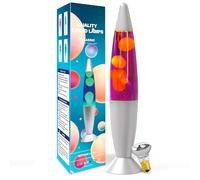 AONESY Liquid Motion Lamps for Adults Kids, 13.5'' Purple Liquid & Yellow Wax Lamp, Mood Lamp for Stress Relief & Focus, Retro Astro Lamp for Home Decoration Soothing Motion Light Gift-Sliver Bottle