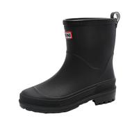AONETIGER Rain Boots Women Waterproof Non Slip Short Shoes Chelsea Comfortable Fashion Garden Rubber Shoes(Black,6.5 UK)