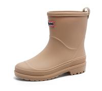 AONETIGER Rain Boots Women Waterproof Non Slip Short Shoes Chelsea Comfortable Fashion Garden Rubber Shoes(Khaki,6 UK)