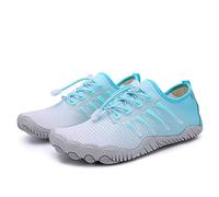 AONETIGER Water Shoes Mens Women Quick Dry Aqua Shoes Non-Slip Swim Snorkeling Surf Beach Shoes Lightweight Breathable Yoga Barefoot Shoes(White Blue,6UK)