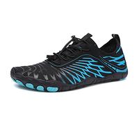 AONETIGER Water Shoes Mens Women Quick Dry Aqua Shoes Non-Slip Swim Snorkeling Surf Beach Shoes Lightweight Breathable Yoga Barefoot Shoes(Black Blue,9.5UK)