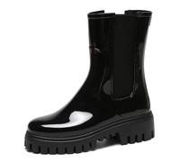 AONETIGER Wellington Boots Women Waterproof Mid Chelsea Wellies Black,5UK