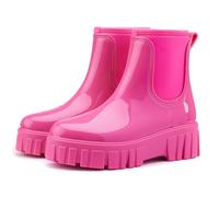 AONETIGER Wellington Boots Women Wellies Boots Waterproof Rain Boots Ladies Comfortable Chelsea Boot Fashion Ankle Booties (05 Pink 1,5UK)