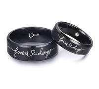 AONEW Lock Key Couple Ring Love Always Promise Wedding Band Stainless Steel Ring 6mm 8mm Comfort Fit Size 6-13, Metal, No Gemstone
