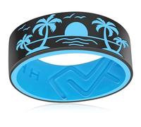 AONEW Silicone Ring for Men Women,8mm Sea View Design Rubber Promise Engagement Wedding Band,Comfort Fit Breathable Ring Size 6-13, Silicone, No Gemstone