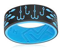 AONEW Silicone Rings for Men and Women, Fishing Fish Hook Rubber Wedding Bands, 8mm Wide Dual Color Breathable Sport Ring, Unique Fisherman Outdoor Sport Ring, Silicone, No Gemstone