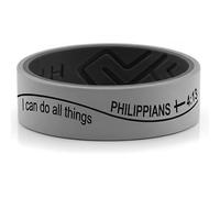 AONEW Silicone Wedding Ring for Men and Women, Cross & Bible Verse Philippians 4:13, Breathable Rubber Wedding Band, Comfort Fit Sports Ring for Crossfit, Gym, Outdoor Lifestyles, Silicone, No