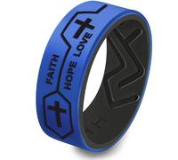 AONEW Silicone Wedding Ring for Men and Women, Faith Hope Love Christian Cross Rubber Engagement Band, Breathable Comfort Fit Design, Durable Sport Anniversary Ring, Silicone, No Gemstone