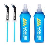 AONIJIE 2 pack 500ml Soft Water Flask Folding Collapsible Bottle TPU BPA Free For Running Bag Wait Pack (250ml with straw)