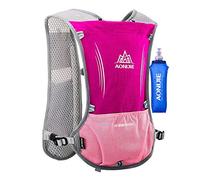 AONIJIE 5L Outdoor Sport Multifunctional Camping Backpack Cycling Running Climbing Hiking Hydration Vest Pack with 500ml Soft Flask (Rose Red, One Size)