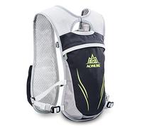 AONIJIE Hydration Pack Backpack 5.5L Outdoors Mochilas Trail Marathoner Running Race Hydration Vest (Grey - with 2 Water Bottles)