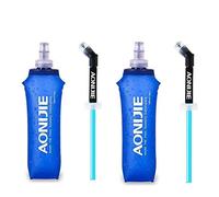 AONIJIE Pack 2 TPU Soft Folding Water Bottles Collapsible Flask for Hydration Pack,500ml with Straw for Running Hiking Cycling Climbing