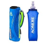 AONIJIE Running Hand Held 500 ml Water Bottle Kettle Holder Wrist Storage Bag Hydration Backpack Hydra Fuel Soft Flask Marathon Race (Blue)