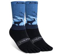 AONIJIE Toe Socks for Men and Women Athletic Hiking Coolmax Socks with toes - Soft Comfortable and Moisture Wicking, E4843#: 2 Pairs/Antelope, L