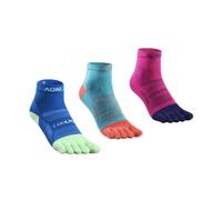 AONIJIE Toe Socks for Men and Women High Performance Athletic Running Five Finger Ankle Socks, E4802# 3 Pairs/Black, Lake Blue, Rose Red, Small
