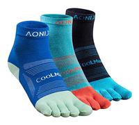 AONIJIE Toe Socks for Men and Women High Performance Athletic Running Five Finger Socks, Mini-Crew, E4802# 3 Pairs/Black, Lake Blue, Blue, M