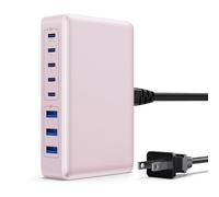 AONIMI 105W 8-Port GaN IV Fast USB C Charging Station, Upgraded PD 100W Laptop Charger Adapter PPS Desktop Charger Hub Compatible with MacBook, Dell, iPad, iPhone 16/15, Samsung Android - Pink