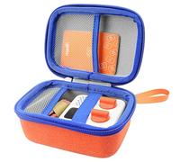 AONKE Hard Case Compatible with Yoto Mini Kids Audio Music Player Children Speaker Plays Audiobook Cards Radio (Orange case+Blue Zipper)