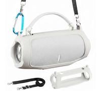 AONKE Silicone Protective Cover with Shoulder Strap, Compatible with JBL Charge 6 Portable Speaker (White)