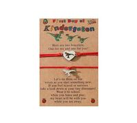 Aonklot 2Pcs First Day of School Bracelets Back To School Mommy and Me Bracelets Mother Bracelets for 2 Dinosaur School Gifts, adjustable, Brass, no gemstone