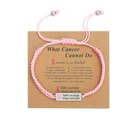 Aonklot Breast Cancer Awareness Bracelets Pink Ribbon Charm Bracelet Natural Stone Inspirational Bracelet Breast Cancer Accessories Gifts for Women, Adjustable, Alloy, no gemstone